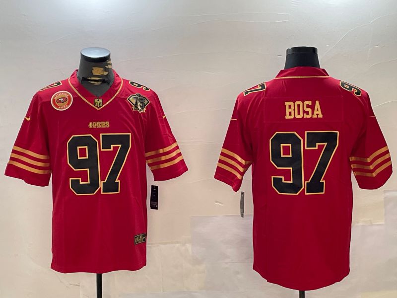 Men San Francisco 49ers 97 Bosa Red Gold 2024 Nike Limited NFL Jersey style 12305